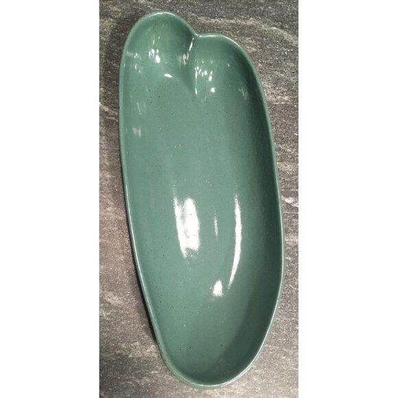 VTG Mid Century S. Ballard Vermont Blue Green Glazed Art Pottery Dish Tray 11” - Picture 2 of 6